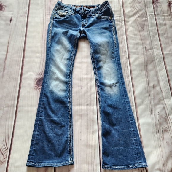 Rock Revival "Caress" Stretch Low Rise Bootcut Jeans Blue | Women's Size 26 - Picture 3 of 15